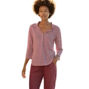 POETRY STRIPED POLO SHIRT Linen jersey- Color: Fuchsia white - 8